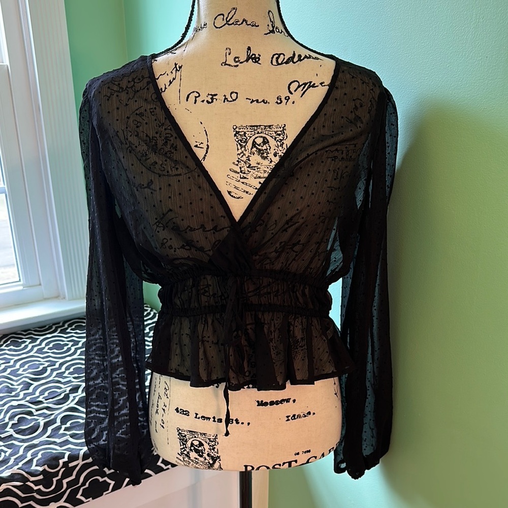 Elegant Black Sheer Women's Top